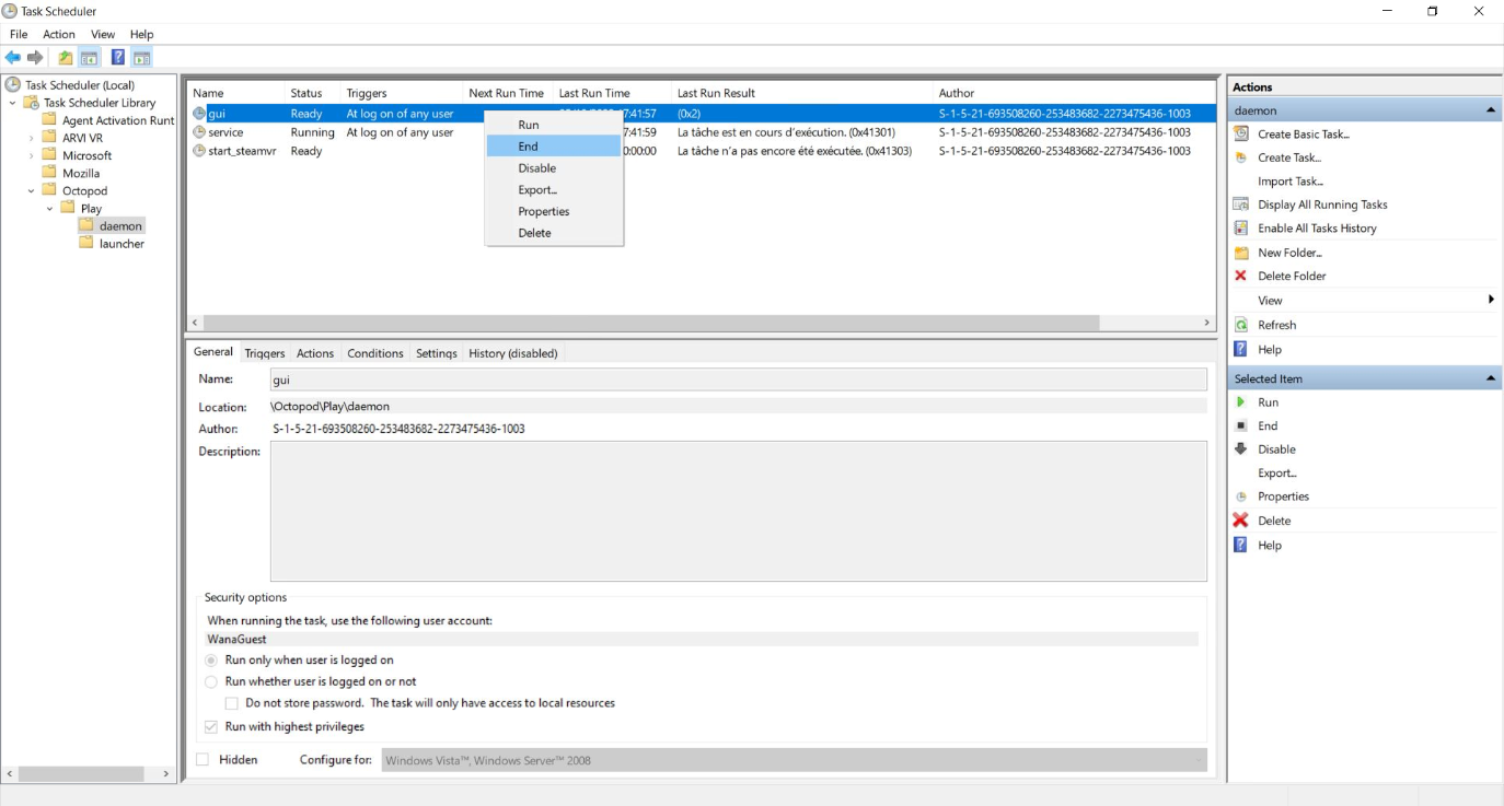 End and delete task