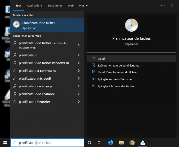 Lancer l&#39;application &quot;Planificateur des Tâches&quot;
